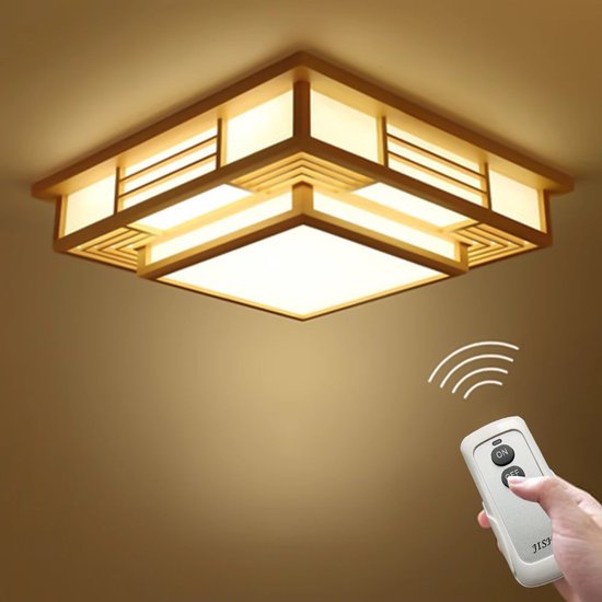 LuxiLamps - Houten LED Plafondlamp - Japanse Stijl - 45 cm - Dimbaar Met Afstandsbediening - Moderne Lamp - Woonkamerlamp
