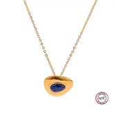 Soraro Lapis Lazuli Edelsteen Ketting | Blauw Edelsteen | 18K Goldplated | Goud | Vrouwen Sieraden | Dames Ketting | Vrouwen Ketting