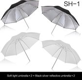 Shenna Commerce - Parapluie Flash - 57 x 88 cm - Argent Zwart - Photographie Photo - Lampe Flash Accessoires de vêtements pour bébé Siècle des Lumières - Wit