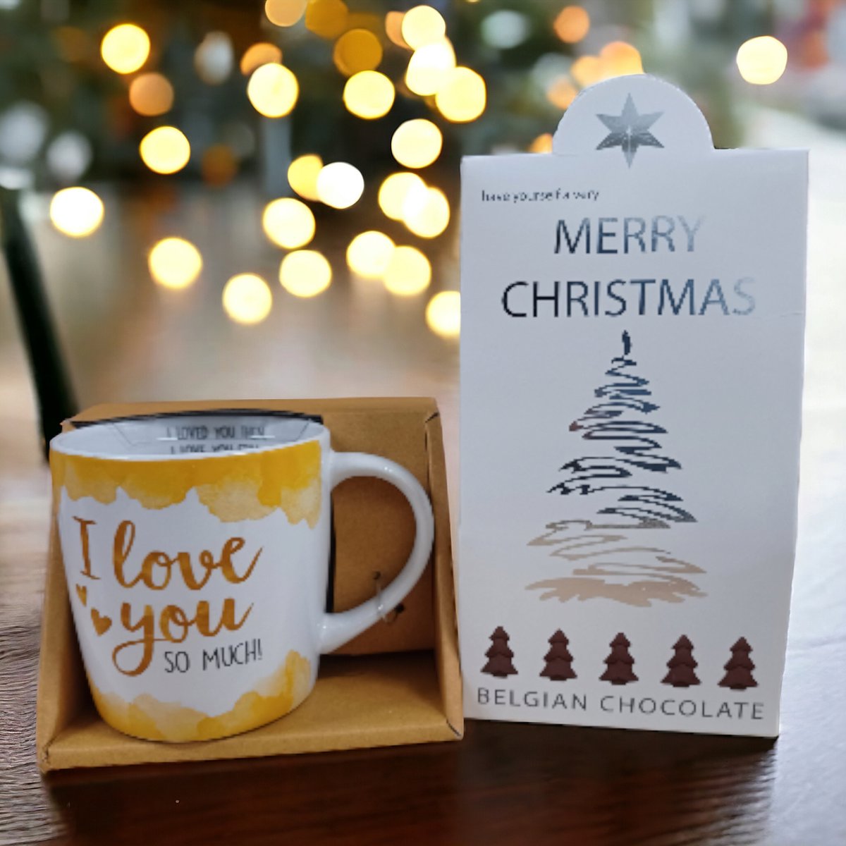 I love you-Ik hou van jou-So much-Kerstcadeau-Kerstpakket-Giftset-December Cadeau-Merry Christmas-Happy New Year-Belgische Chocolade-Champagne Flesjes-Kerst Chocolade-Zoetigheid-Mok-Beker-Magische dagen-Familiediner-Kerstdiner-Kerstfeest-Oudejaar