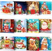 Diamond painting kerstkaarten pakket ( 12 stuks ) 3D kaart kerst