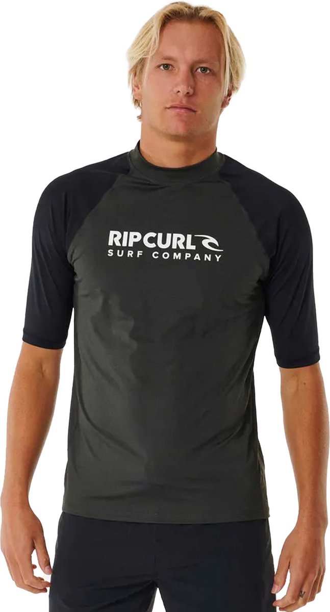 2025 Rip Curl Heren Shock UV Short Sleeve Lycra Vest - Black Ma