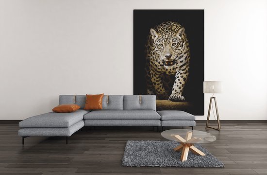 Canvas Schilderij - Wilde Dieren - Luipaard - Bruin - Zwart - 120x80 cm