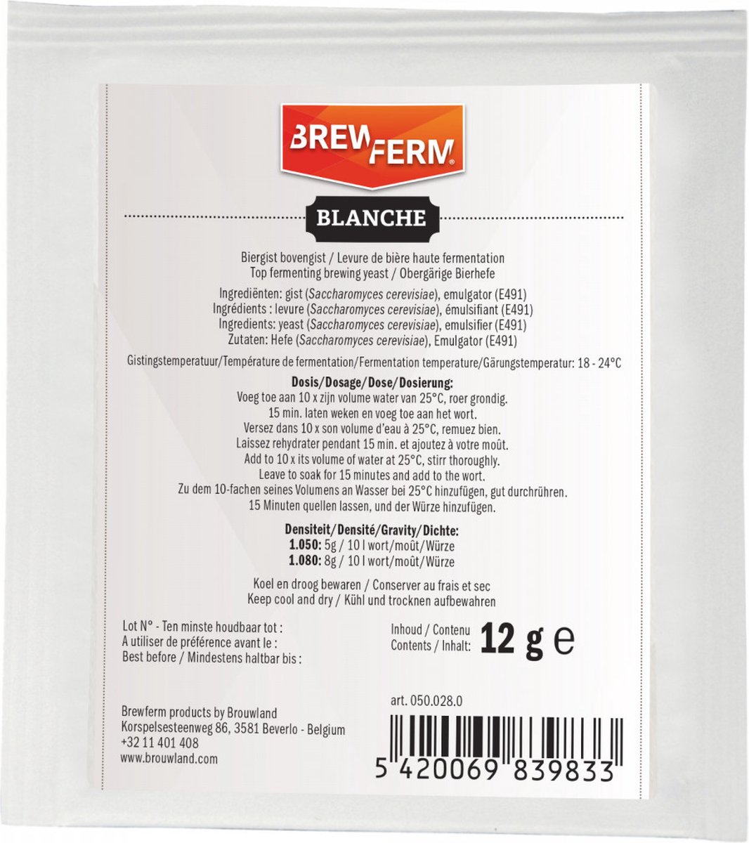 Biergist Brewferm Blanche 12 g - biergist voor witbier