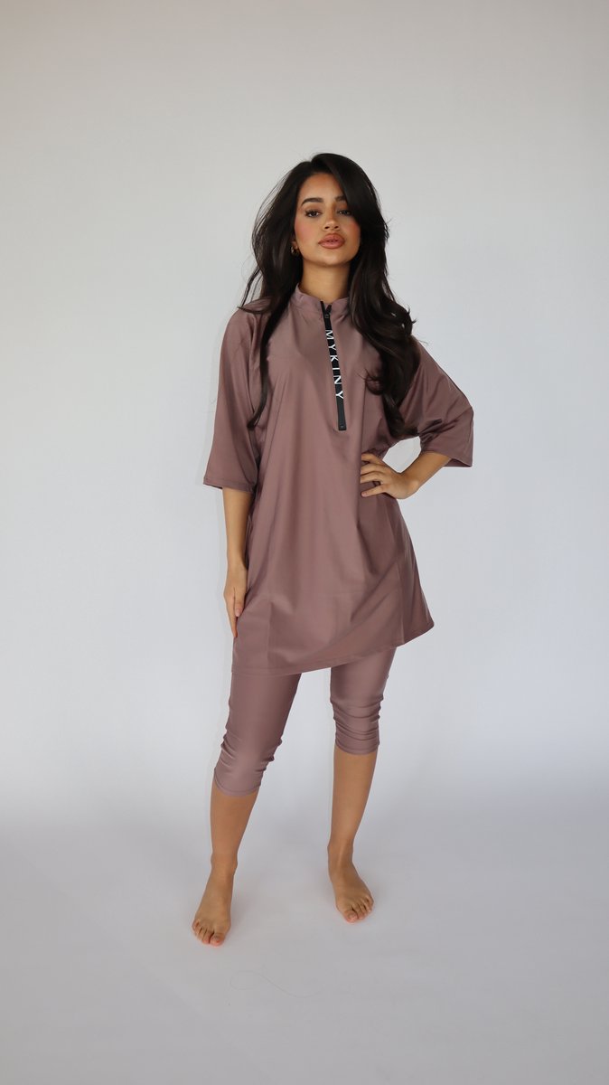 MYKINY BRAND - Semi Burkini Yasmine - Badpak -Zwemset- Maat L - Waterafstotend - Kleur Antler Burkinis (valt klein)