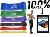 BYM-Sport Weerstandsbanden - Resistance Bands - Fitness Elastiek - Pull-Up Bands - Set van 6 Banden - Workout voor Thuis/Gym - 5kg tot 80kg - E-Book Inbegrepen