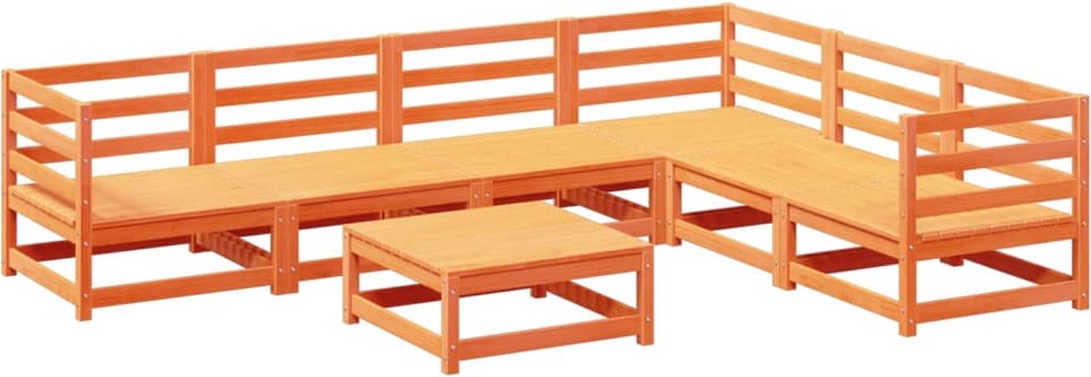 VidaXL 7-delige Loungeset massief grenenhout wasbruin