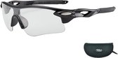 Fietsbril Met Hoes | Sportbril | Racefiets | Mountainbike | MTB | Sport Fiets Bril| Zonnebril | UV Bescherming | Zwart | Transparante Lens