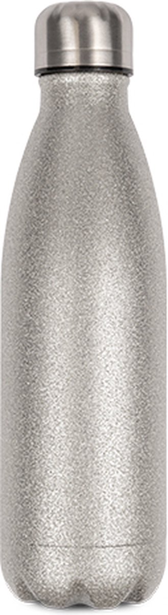 Stainless steel thermo fles 500 ml glitter zilver
