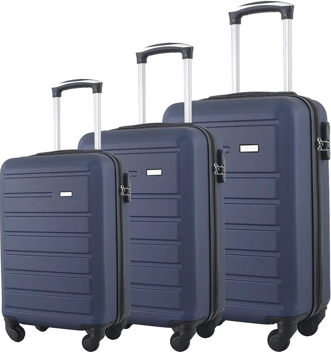 KOSMOS - Reiskoffer set - Koffers - 3 stuks - Reiskoffer met wielen - ABS - Met Slot - Blauw