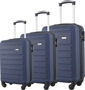 KOSMOS - Reiskoffer set - Koffers - 3 stuks - Reiskoffer met wielen - ABS - Met Slot - Blauw