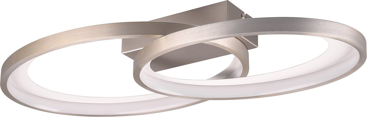 LED Plafondlamp - Plafondverlichting - Trion Gela - 25W - Warm Wit 3000K - Rond - Mat Nikkel - Metaal