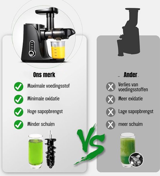 Sapcentrifuge - Slowjuicer - Sapcentrifuges groenten en fruit - Zwart — afbeelding 3