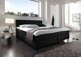 Bol.com Beddenbriljant Boxspring Bravo - 140x200 - Zwart - Bonellvering - Skai - Kunstleer - Inclusief Topper - Bed compleet aanbieding