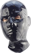 Zwarte Latex Kap met Mond en Ademhalingsbuis,Natuurlijk Rubberen Masker