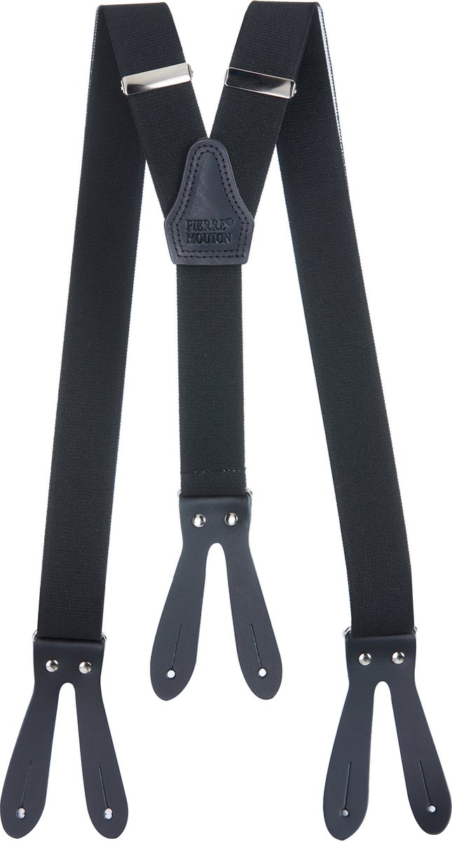 Pierre Mouton - Bretel - Volwassenen - Sterk met Leertjes - Zwart - 140cm - 35mm - XL - XXL