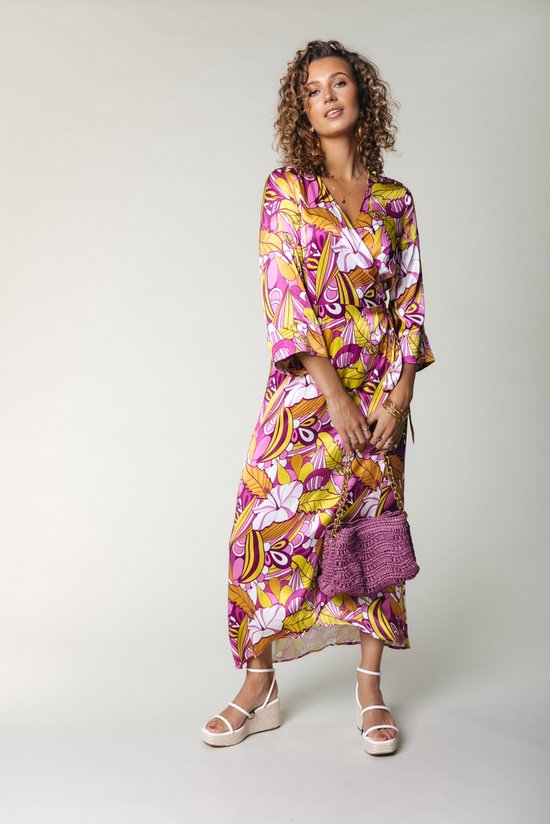 Colourful Rebel Lela Floral Wrap Maxi Dress LS - S