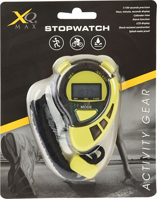 Sport stopwatch geel/zwart - Timer - Spatwater dicht - Merkloos