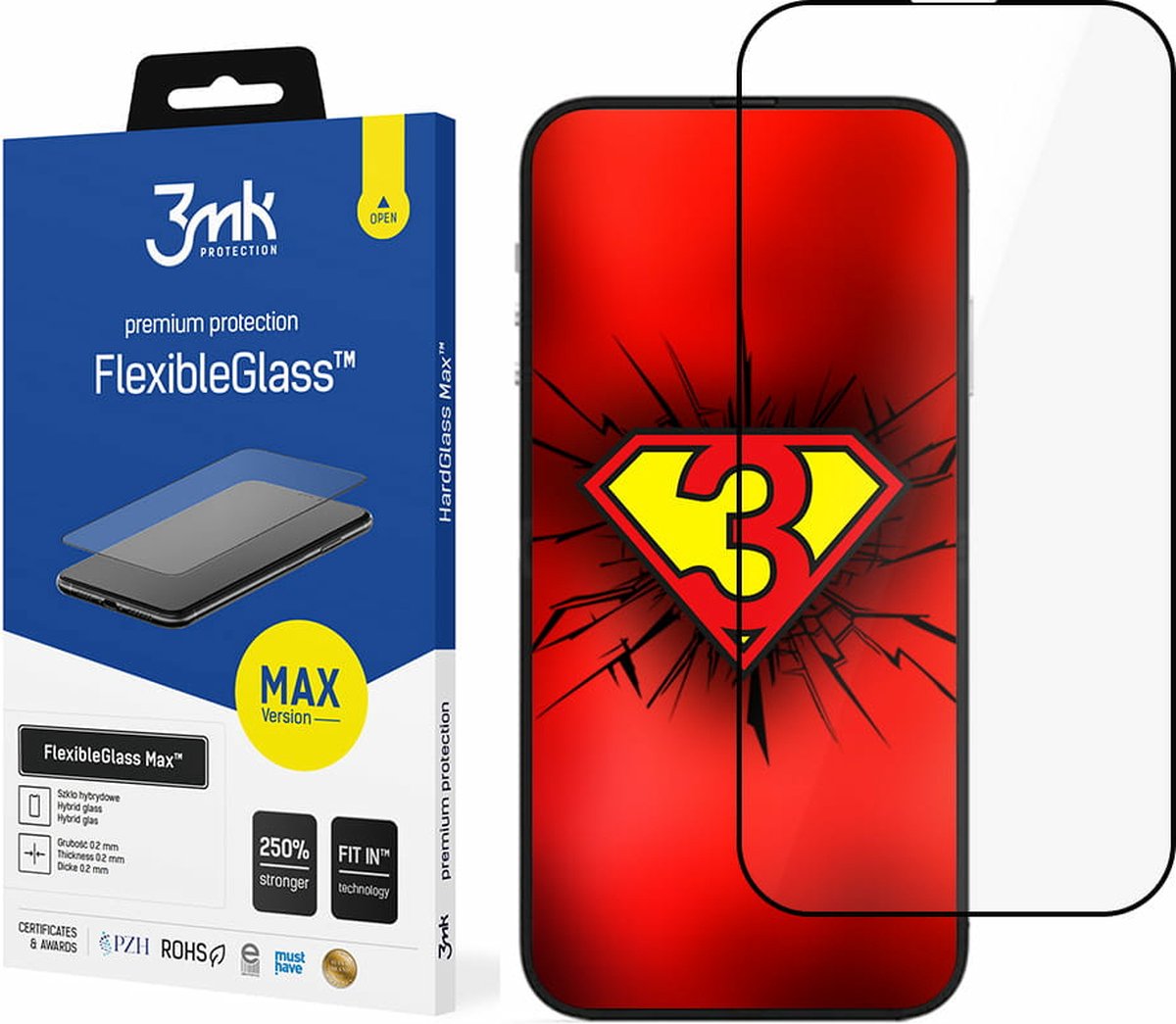 Apple iPhone 14 Pro - 3mk FlexibleGlass Max Zwart