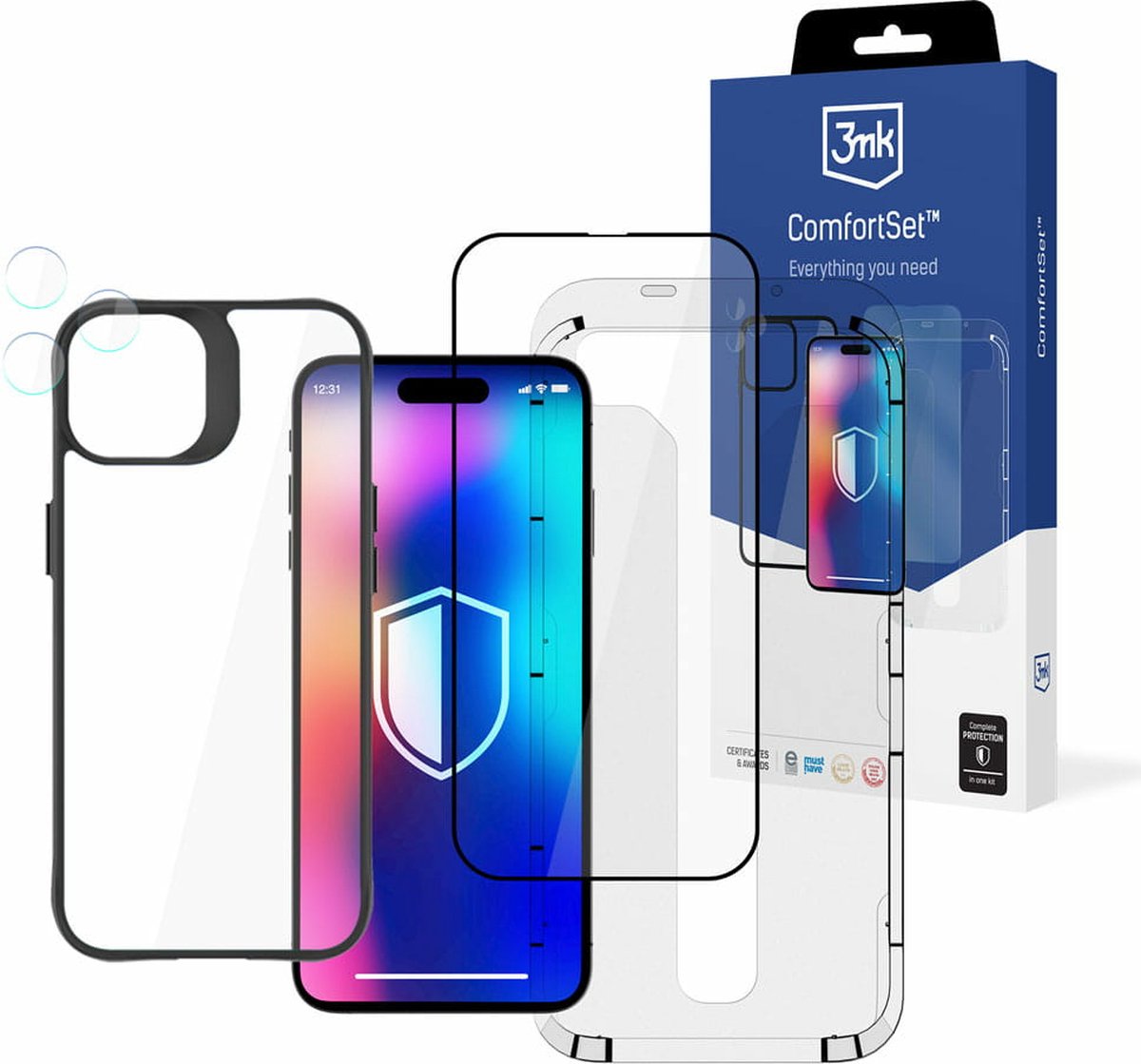 Volledige bescherming voor Apple iPhone 14 Pro – 3mk Comfort Set 4in1