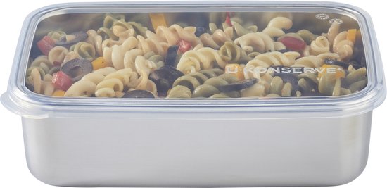 U-Konserve - récipient alimentaire rectangulaire en acier inoxydable avec couvercle en silicone - 1,35 l - clair