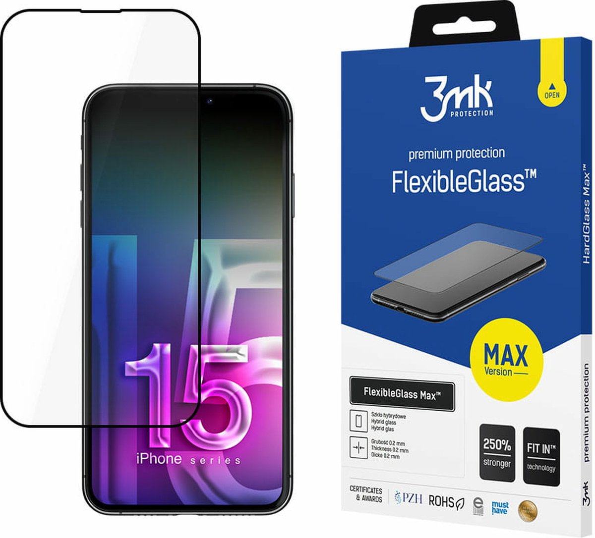 Hybride glas voor Apple iPhone 15 Plus- 3mk FlexibleGlass Max