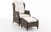 In En OutdoorMatch Premium Tuinstoel Melyssa incl. voetenbank - Tuinstoel - outdoor lounge stoel - lounge stoel - Lounge - crème wit