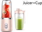 blender to go - mini blender - draagbare blender - portable smoothiemaker - portable juicer - met beker - roze