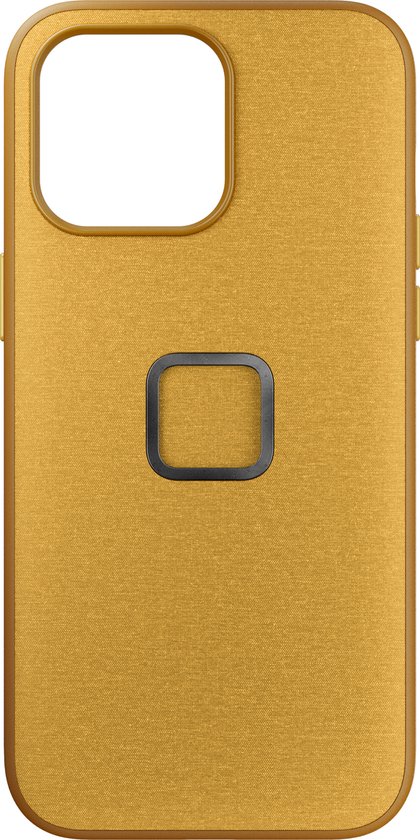 Gouden telefoonhoesje met textuur en een vierkant magnetisch montagemechanisme.