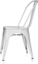 Chaise de bistrot en métal blanc au design industriel, empilable