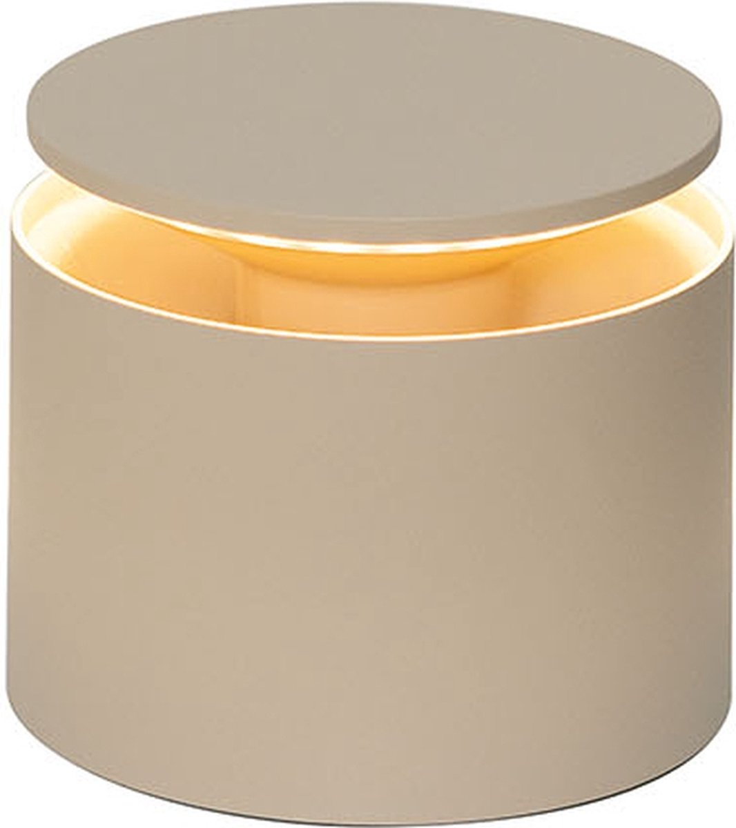 Zafferano Push Up Pro Tafellamp - Oplaadbare Buitenlamp Crème - Nachtlamp - IP54 Spatwaterdicht - Bureaulamp Snoerloos - Dimbare LED Lamp - Tuinlamp met Draadloos Oplaadstation - Ø 12cm