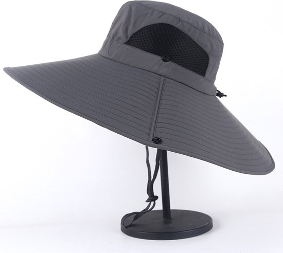 Brede rand zonnehoed voor mannen / vrouwen-zonnehoed-vissen hoed-UV-bescherming mannen Bucket Hats-vouwbare vissershoed-ademende Boonie hoed voor vissen, wandelen-donkergrijs