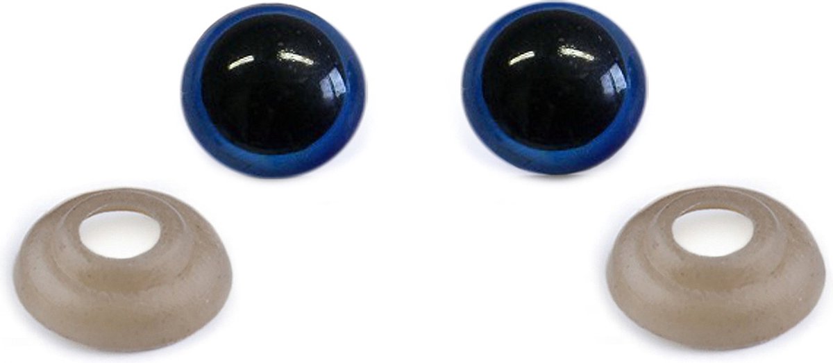2 ronde veiligheidsogen - met iris blauw - ogen knuffels/beren diy - haken, breien stoffen knuffel - oog dieren zelfmaak - 1,2 cm - oogjes met veiligheidssluiting - Merkloos