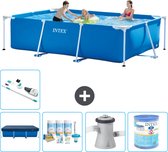 Intex Rechthoekig Frame Zwembad - 300 x 200 x 75 cm - Blauw - Inclusief Afdekzeil - Onderhoudspakket - Zwembadfilterpomp - Filter - Stofzuiger