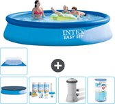 Intex Rond Opblaasbaar Easy Set Zwembad - 396 x 84 cm - Blauw - Inclusief Afdekzeil - Onderhoudspakket - Zwembadfilterpomp - Filter - Grondzeil