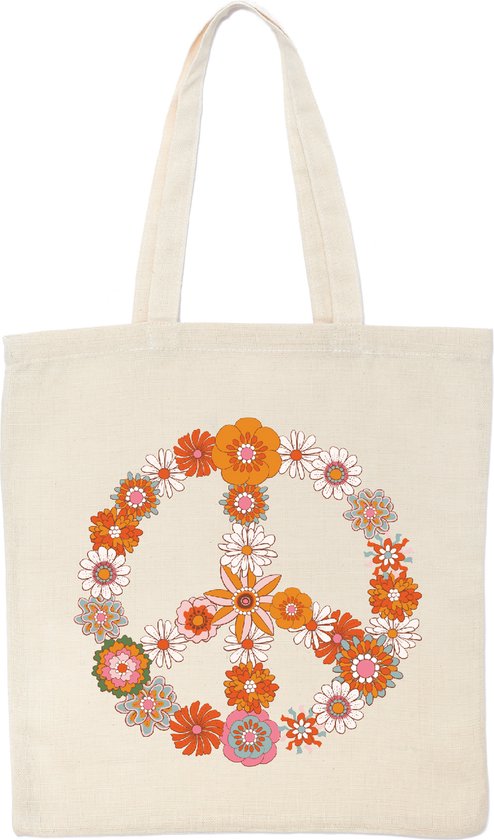 Moses shopper Heartwarming - Katoen crème - 8 liter - 42 x 39 cm