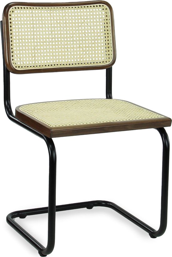 Chaise de salle à manger Workliving Bas - Rotin Design Noyer / Zwart