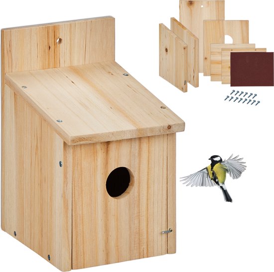 nestkastje bouwpakket - koolmees - opening 35 mm - diy - hout - hangend
