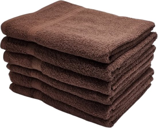 Handdoeken - Handdoekenset - Badhanddoeken - 70cm x 140cm - Set met 6 stuks - 450 gram per stuk - 100% Katoen - Donker Bruin
