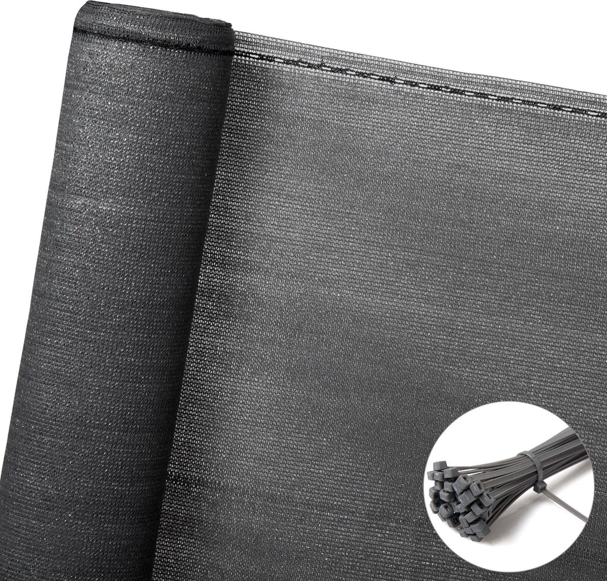 BukkitBow Privacy Scherm Antraciet 150g m² Schaduwend: 85% Temperatuurbestendig Inclusief Kabelbinders 1.8x10m