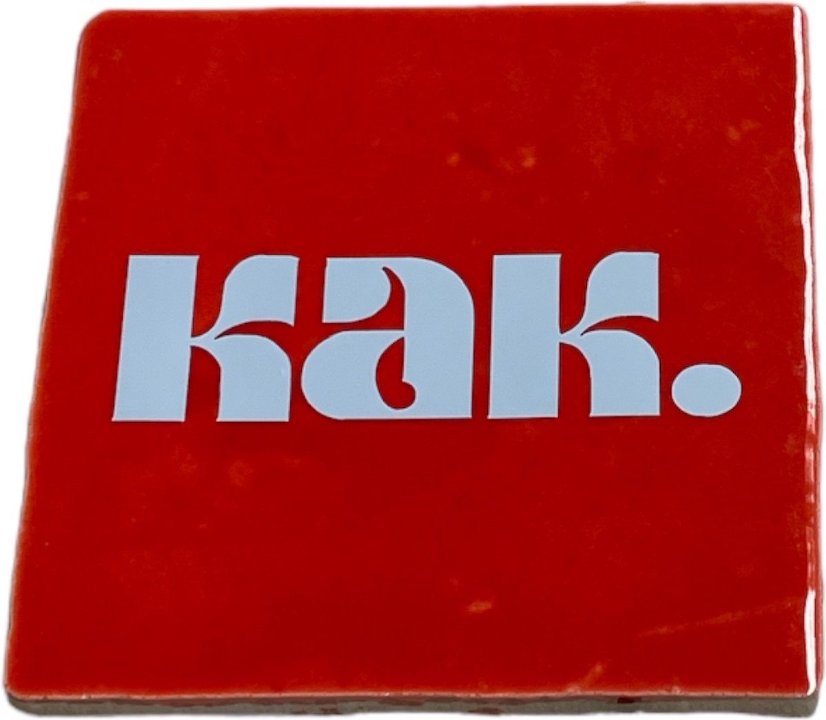 Hippe tegeltje met tekst: KAK. | Rood met pastel blauw | Gepersonaliseerde cadeau | Hippe Spreuktegel | Nieuwe woning cadeau | Housewarming cadeau