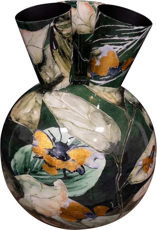 TS Collection - Tulpenvaas Designed by Lammie - Bee green - 24x37 - Metaal & Epoxy - Exclusieve woonitems voor binnen - Handgemaakt - Unieke print - Designed by Lammie