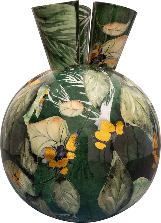 TS Collection - Tulpenvaas Designed by Lammie - Bee green - 33x40 - Metaal & Epoxy - Exclusieve woonitems voor binnen - Handgemaakt - Unieke print - Designed by Lammie