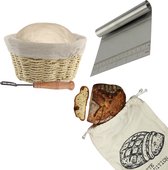 OTIX Panier de fermentation avec sac à pain – Couteau à pâte – et grattoir à pâte – Set de cuisson du pain – avec tapis à pâte