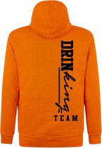 Koningsdag kleding - Hoodie oranje - Koningsdag sweater met capuchon - Drinking Team - Maat XXL