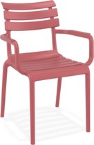 Alterego Chaise de jardin rouge 'FLORA' avec accoudoirs en plastique