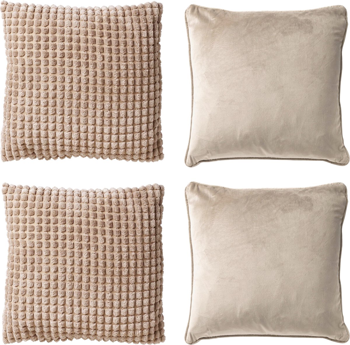 Dutch Decor KUSSENSET - 4-delig - 45x45 cm - inclusief binnenkussens - Pumice Stone - beige - sierkussen set