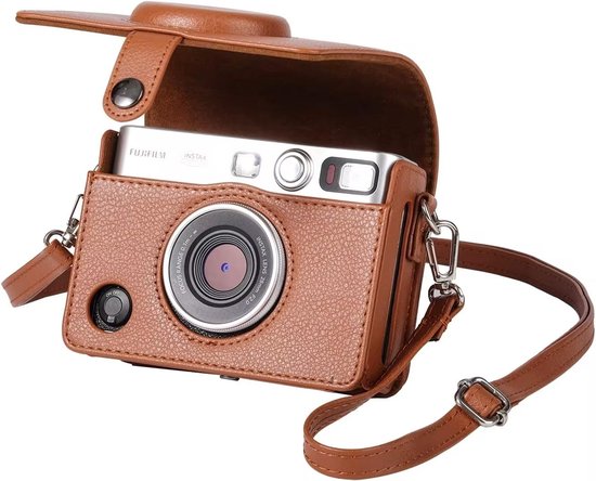 YONO Case geschikt voor Fujifilm Instax Mini EVO - PU Leer Hoesje - Bruin