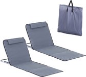 Strandstoel met draagtas - Strandmat - Strand - Vouwmatras - Ligbed - Zonnebed - Staal - 134 x 48 x 33-43 cm