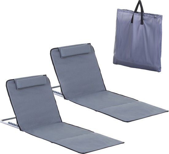 Outsunny Set Van 2 Opvouwbare Strandmatten Strandmatras Met Verstelbare Rugleuning 5 Posities Hoofdsteun Oxford Stof Draagtas Inbegrepen Afmetingen 124 X 53 35 45 Cm 2229987907